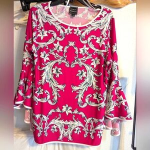 Ladies Coco Bianco Bright Pink, White And Navy Top Size Large